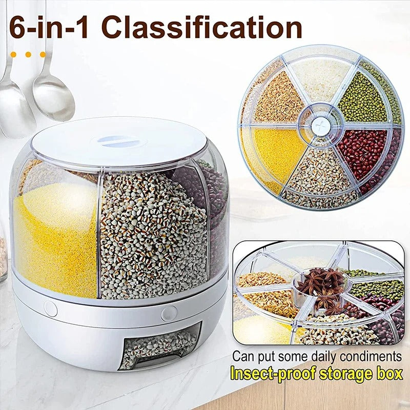 🍚 Dispensador de Granos y Arroz Giratorio™ – ¡Organiza tu cocina con estilo!