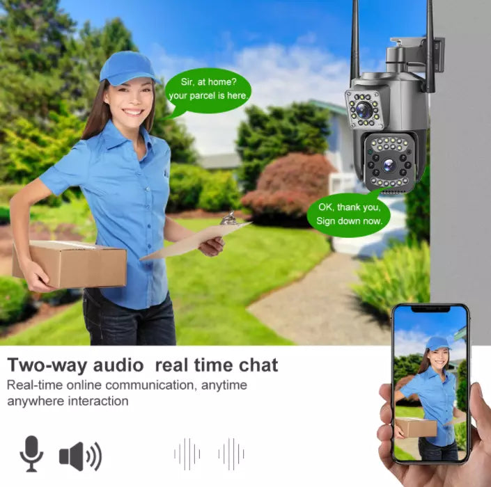 🔒 Cámara IP Exterior Doble Lente™ – Máxima Seguridad para tu Hogar 🔒
